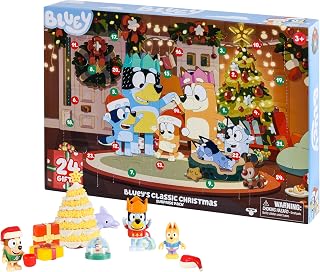 Bluey Advent Calendar 2026, 24 Days of Surprises, Mini Tree | Includes 3 mini figures, 16 holiday accessories, 5 stickers, plus Bartlebee, Bluey, and Bingo in Christmas jumpers