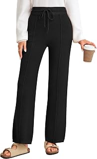 Arach&Cloz Womens 2025 Spring Sweater Pants Straight Leg Elastic High Waisted Business Casual Lounge Winter Knit Sweatpants