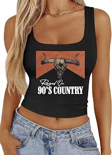 Western Cowgirl Tank Tops Women Country Music Crop Top Sleeveless Cowboy Graphic Cami Shirt