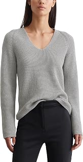Marc OPolo Women's Organic Cotton Knitted Pullover with V Neck