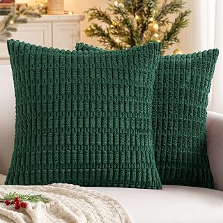 MIULEE Corduroy Decorative Pillow Covers 16x16 Inch Soft Stripe Boho Pillow Cases Modern Farmhouse Decor for Sofa Living Room Couch Bed 2 Pack