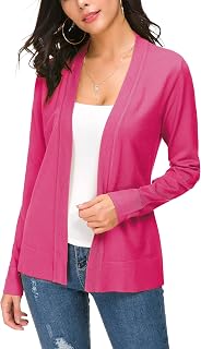EXCHIC Women's Casual Long Sleeves V-Neck Open Front Knit Cardigan