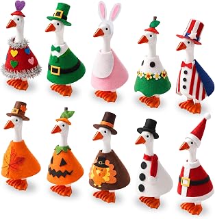 7 Inch Desk Goose Outfits, 10 Set Felt Holiday Mini Desk Goose Clothes | 10 Holiday & Seasonal Mini Desk Goose Outfits with Cute Accessories for Year-Round Decor, Halloween, Thanksgiving & Christmas