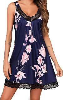 Lovasy Nighties for Women Soft Ladies Nightdresses Loose Chemise Night Dress with Lace