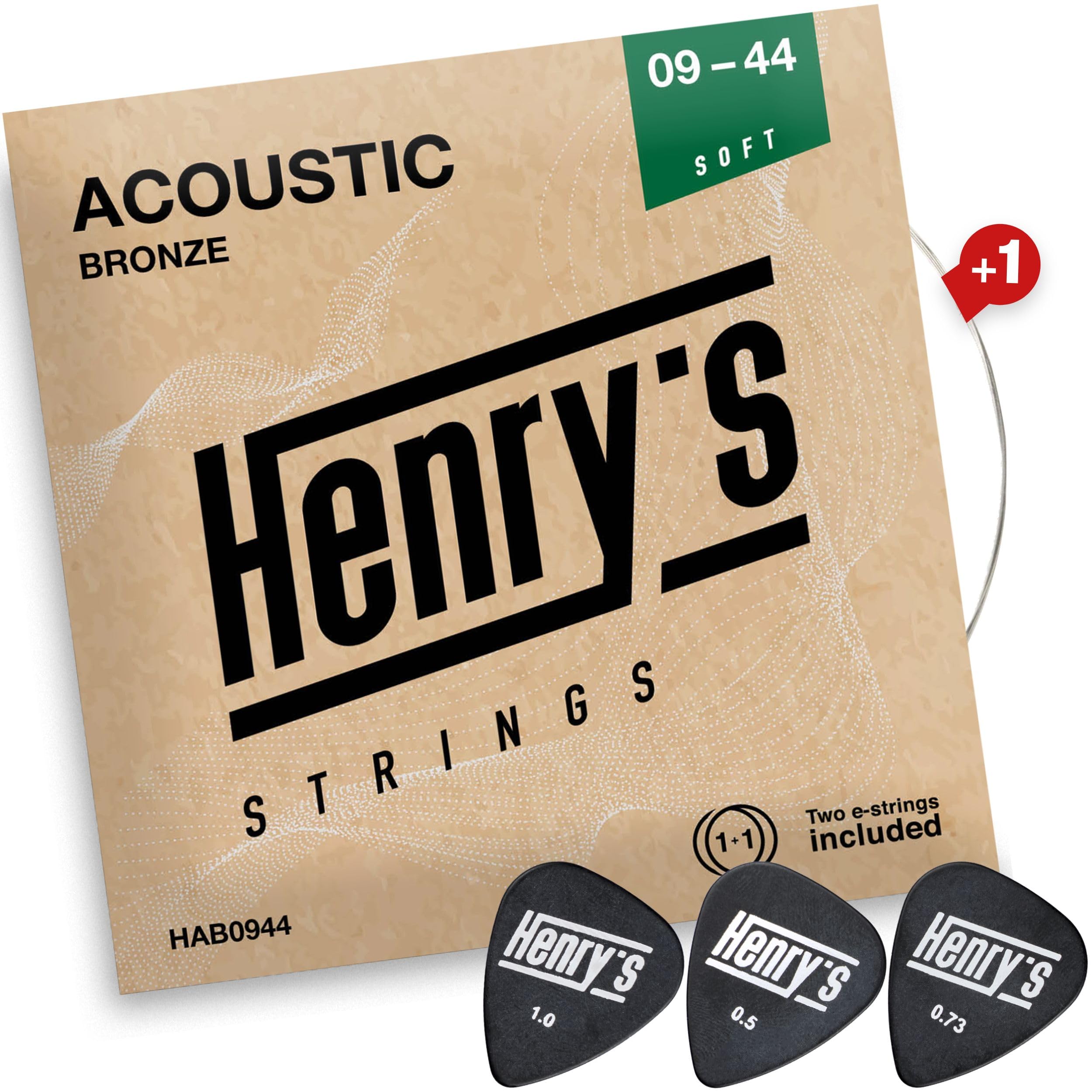 Ultra Light Acoustic Guitar Strings 09-44 - Easy On Fingers | Excellent Sound, E