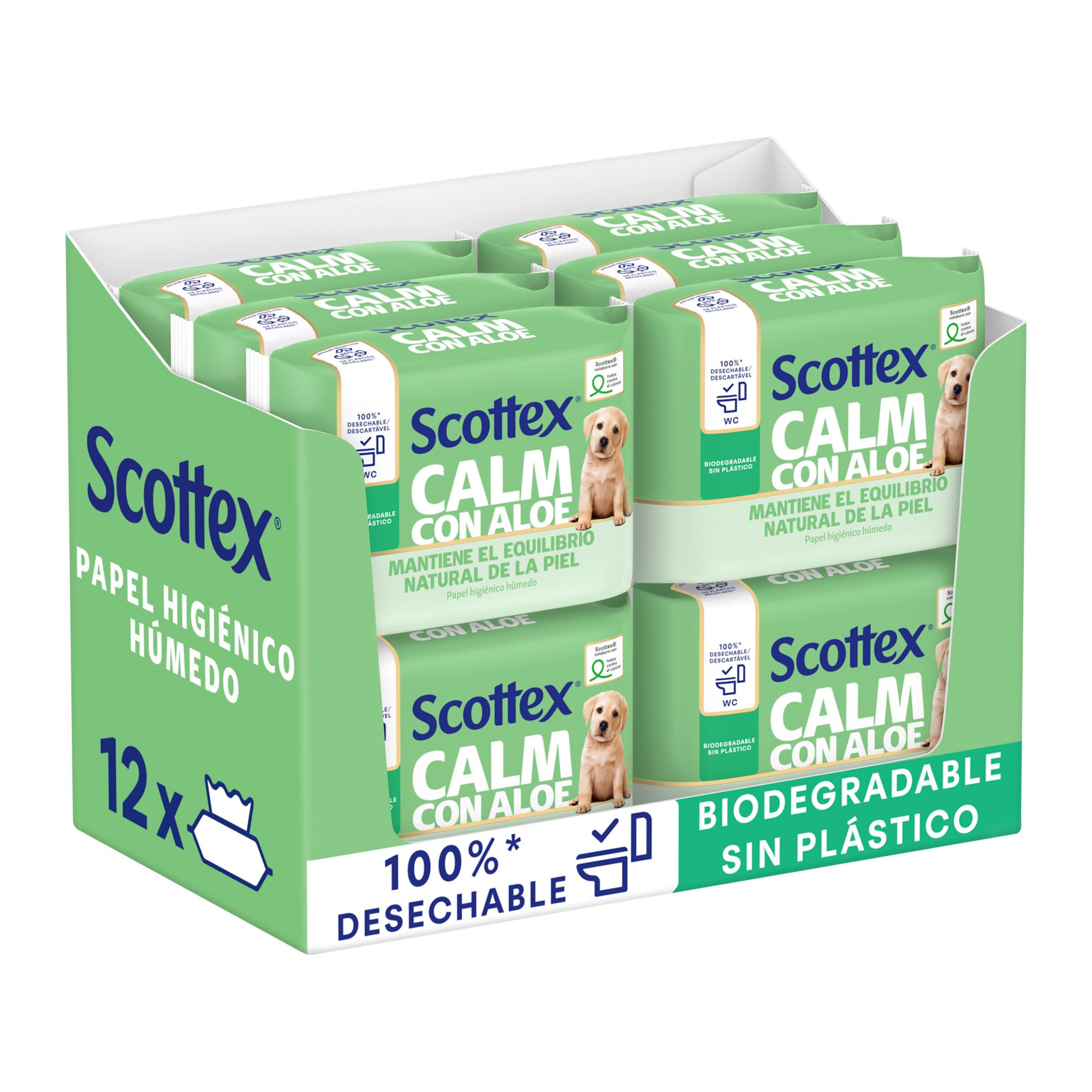 Scottex Wet Toilet Paper with Aloe Vera and Prebiotics, Biodegradable and Plasti