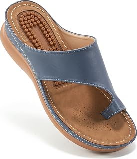 Aomigoct Sandals for Women: Elegant Summer Bohemian Flat Shoes for Women, Comfortable Ankle Strap Sandals for Outdoor Walking