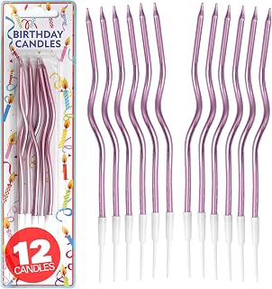 ピンクスパイラルメタリックバースデーキャンドル、ケーキキャンドル、誕生日パーティー、ウェディングパーティー、スパイラルキャンドル、ゴールドバースデーキャンドル12個。