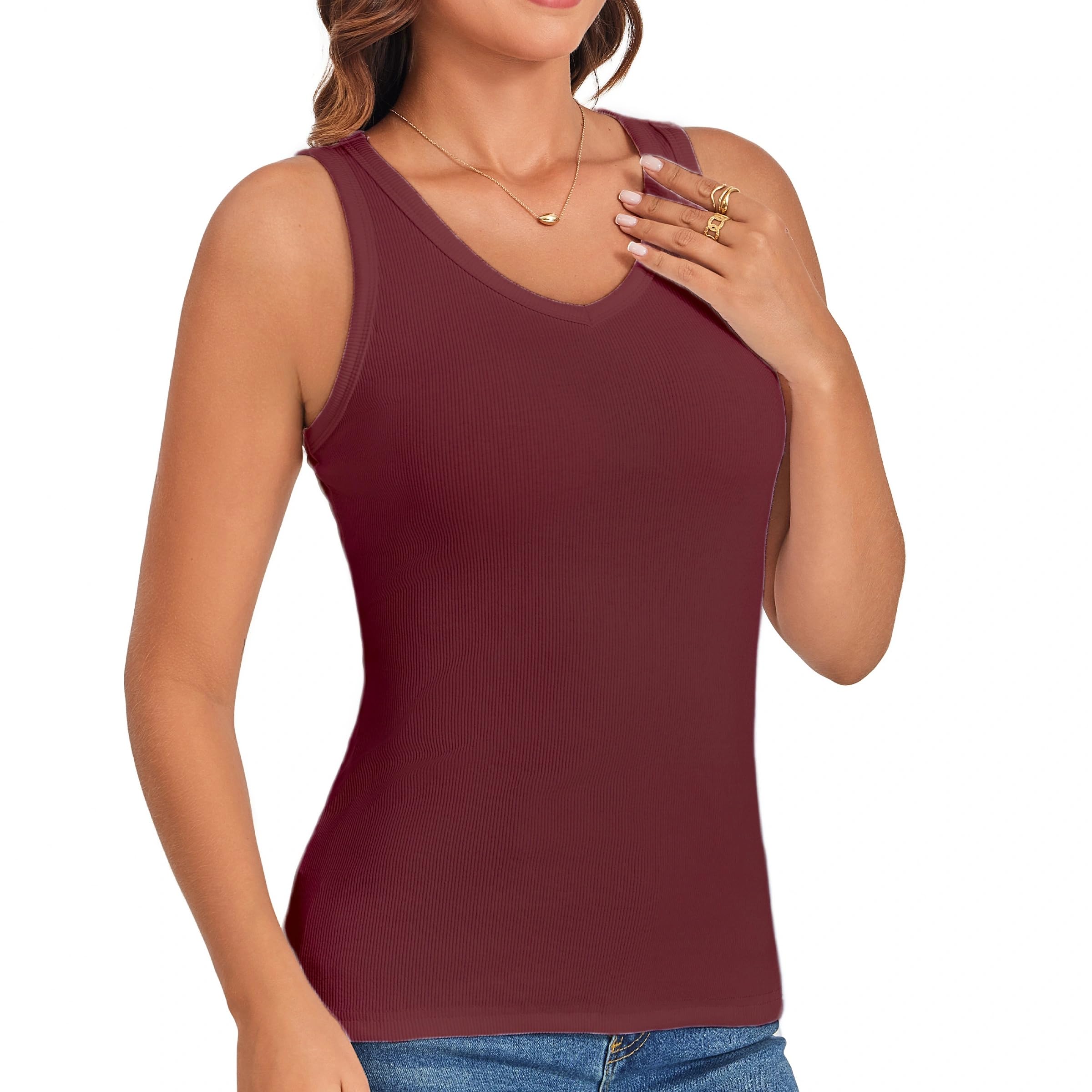 Cotton V Neck Sleeveless Tank Top for Women (XS-2XL)