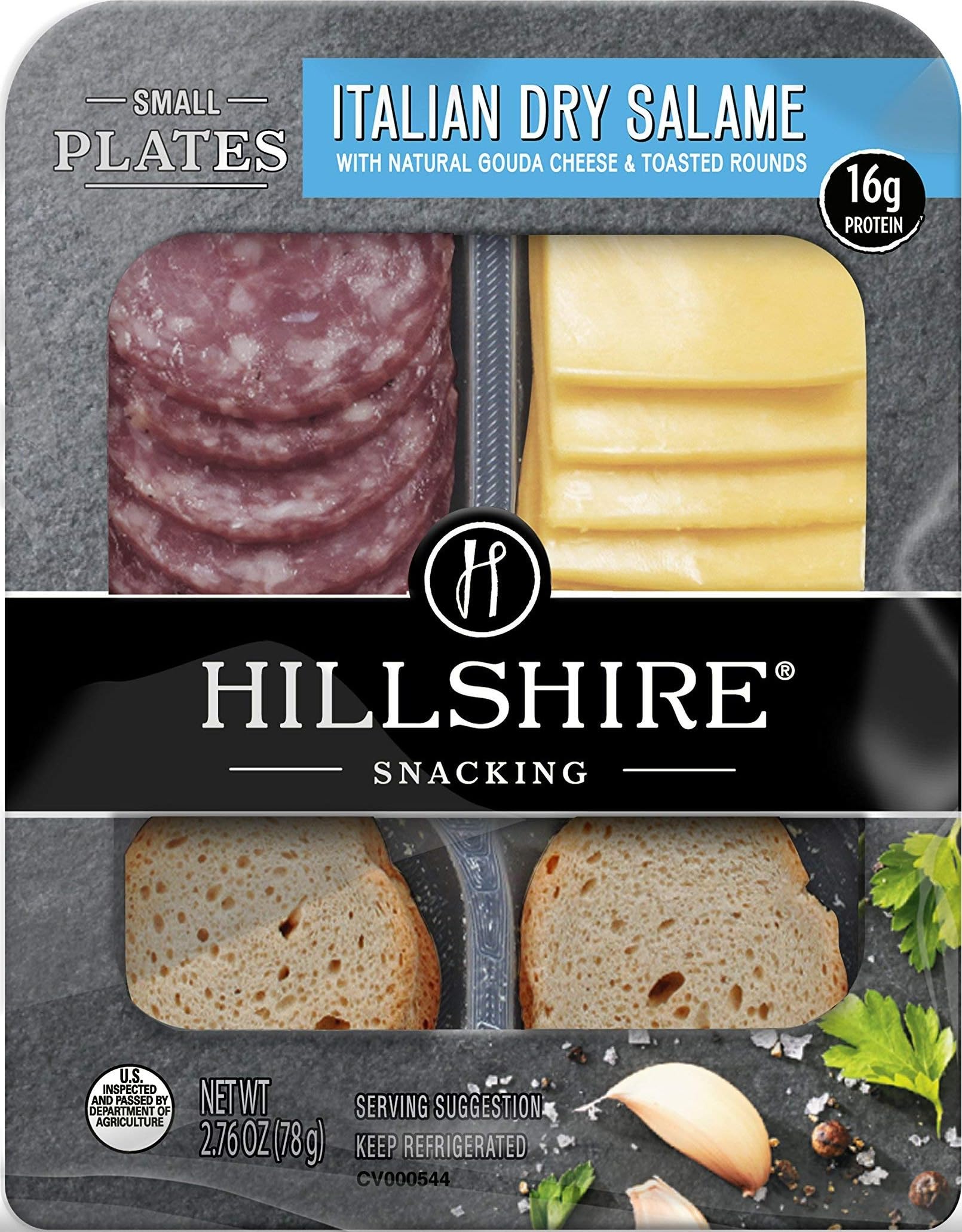 Hillshire Snacking Small Plates, Italian Dry Salami and Gouda Cheese, Single Ser