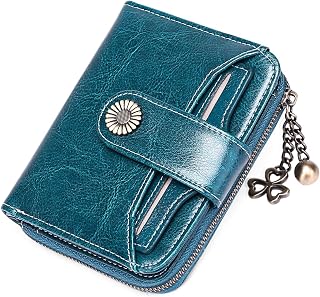 SENDEFN Women's Vegan Leather RFID Blocking Wallet Short Leather Coin Purse for Women with 8 Card Slots 2 ID Window, Metal Pendant and 1 Zipper Pocket
