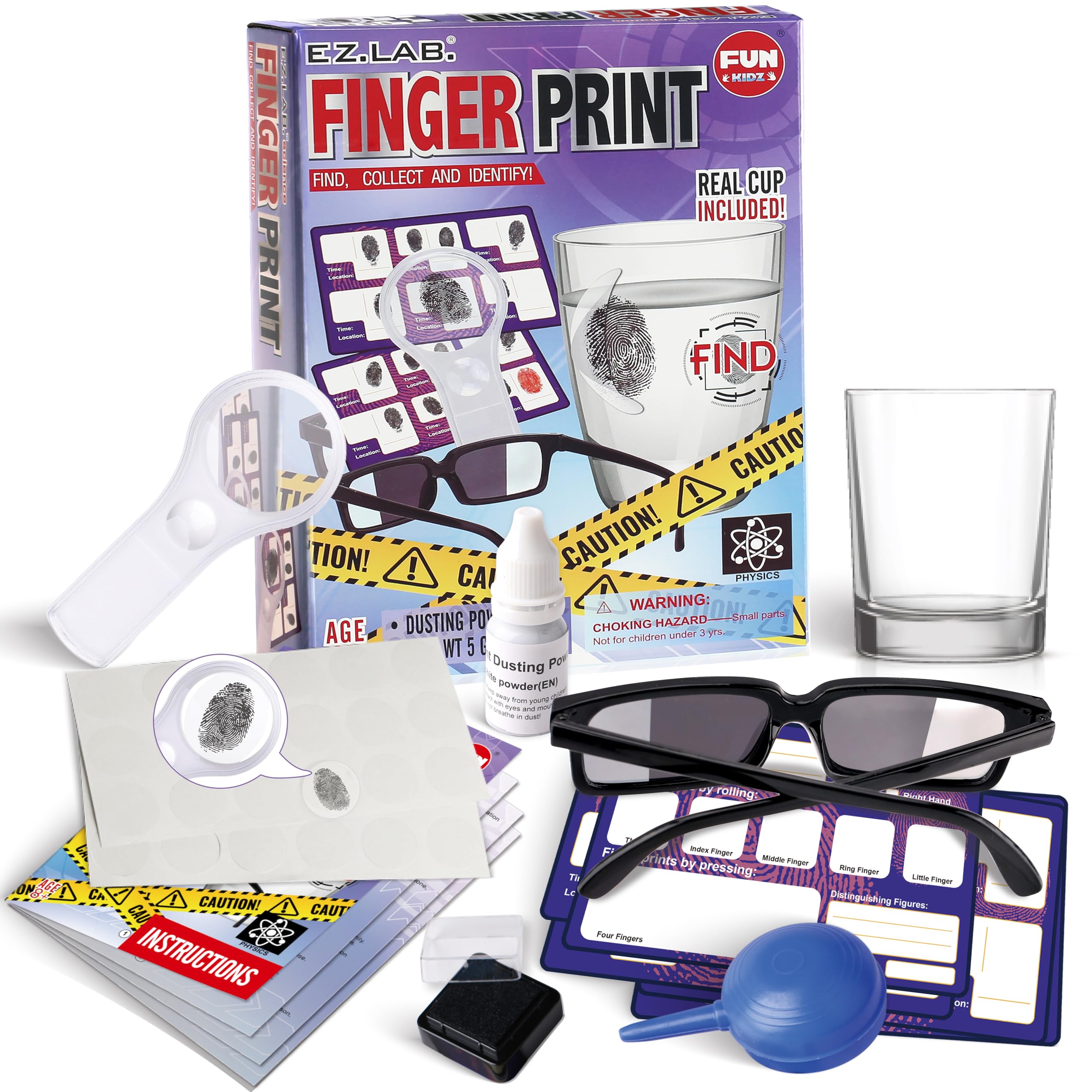 Detective Fingerprint Kit for Kids Ages 8-12, FunKidz Spy Gear Pretend Play STEM
