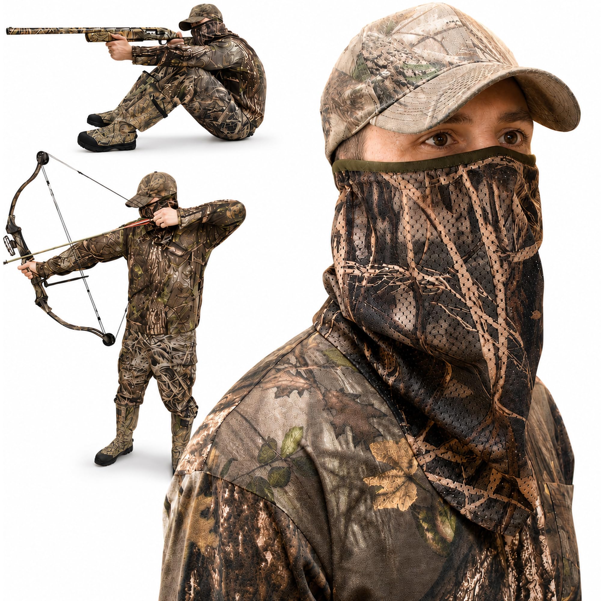DecoyPro Camo Face Mask – Hunting Mask – Mesh – Duck, Turkey, Bow Hunting – Gree