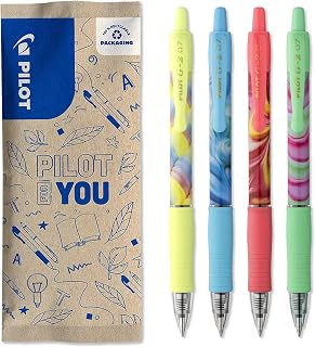 PILOT - G-2 Flow Gel Rollerball Pens 0.7mm - Black & Blue Ink - Pack of 4