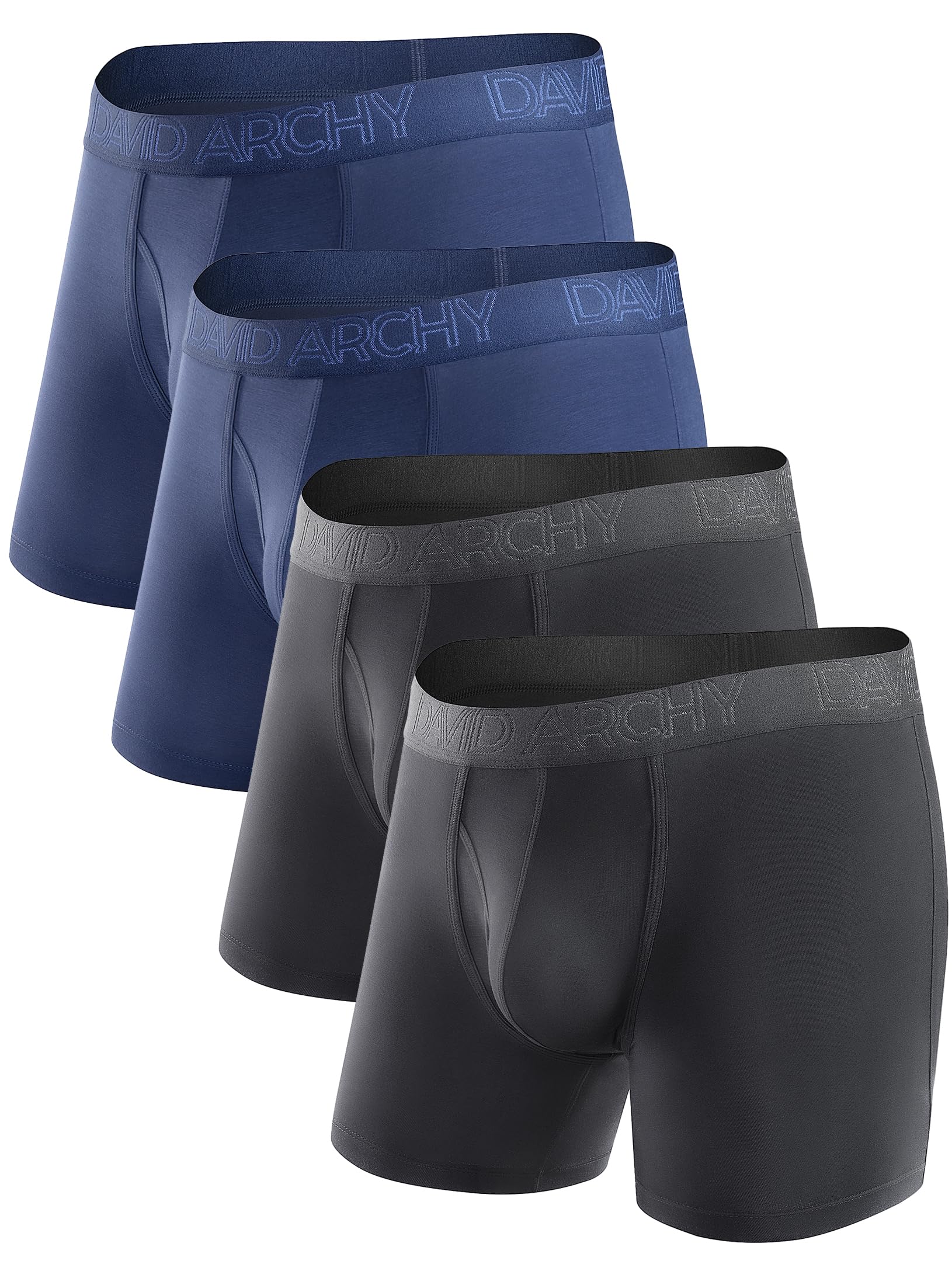 DAVID ARCHY Mens Underwear Boxer Briefs with Fly, Rayon Made from Bamboo