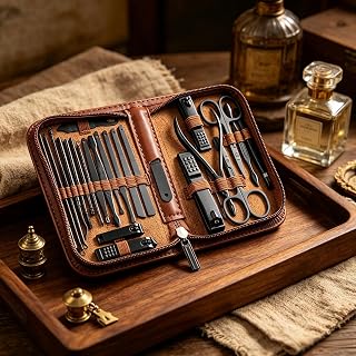 Professional Manicure Kit with Nail Clippers - 26 Pieces Stainless Steel Nail Care Tools with Luxurious Travel Case