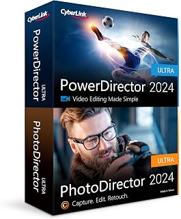 CyberLink PowerDirector and PhotoDirector 2024 Ultra | Easy AI Video Editing and AI Photo Editing Software for Windows | Slideshow | Screen Recorder [Retail Box with Download Card]