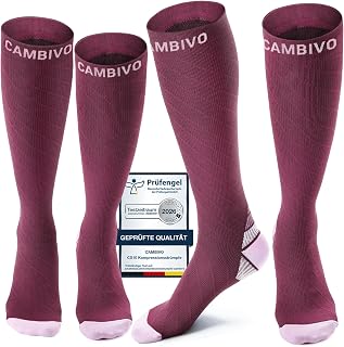 CAMBIVO Compression Stockings for Men and Women, 2 Pairs, Compression Socks, Support Stockings for Running, Sports, Flights, Travel, Cycling
