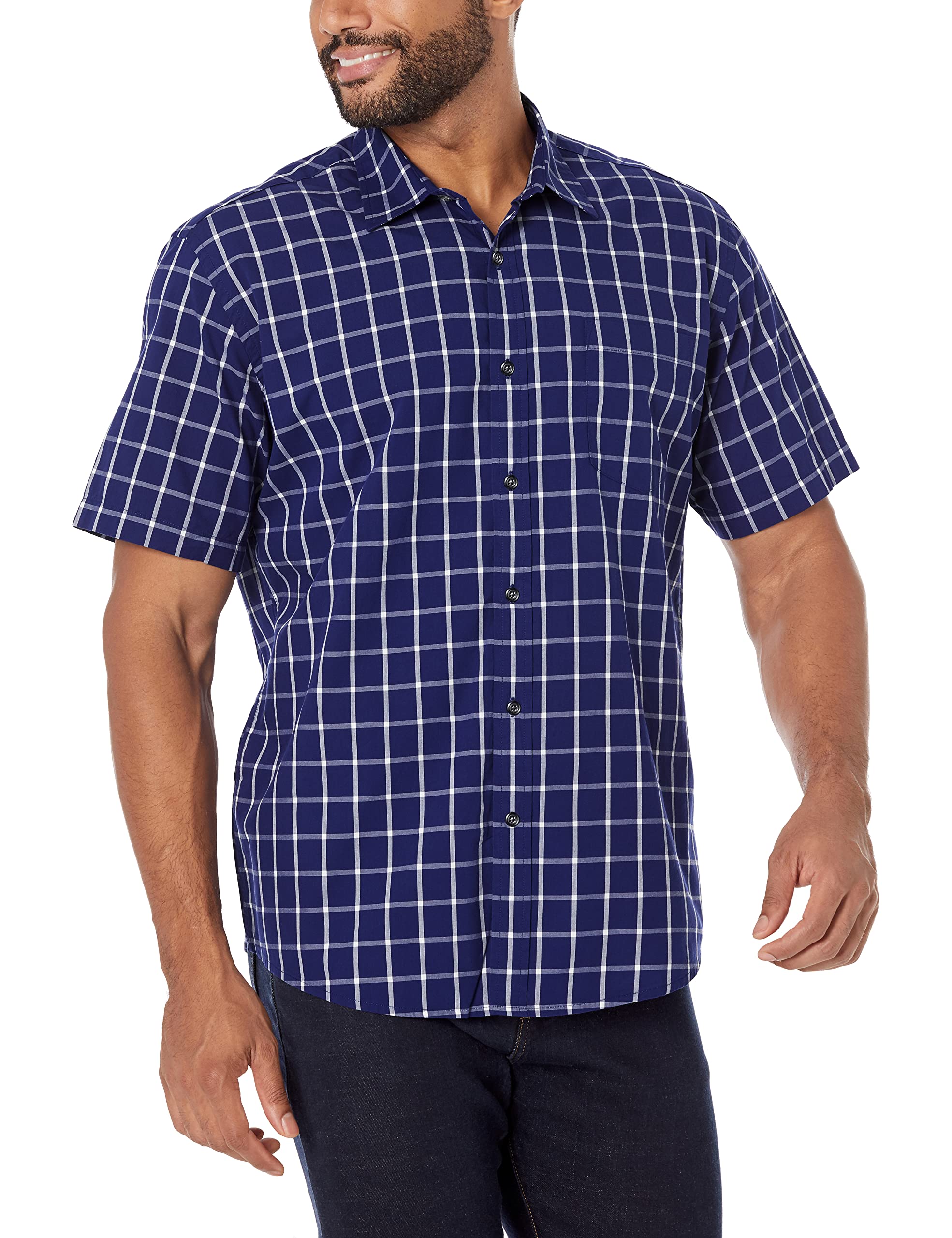 Amazon Essentials Herren Kurzärmliges Freizeithemd aus Popeline