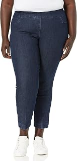 SLIM-SATION Women's Wide Band Pull on Ankle Pant with Tummy Control