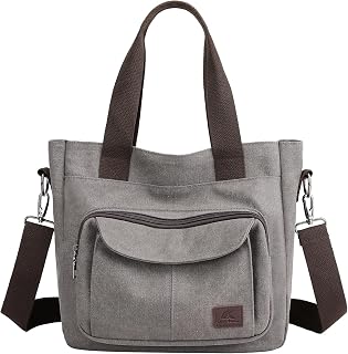 ZHIERNA Women's Canvas Tote Purse Casual Shoulder Crossbody Bags Small Handbag, Multi-pocket Top Handle Work Bag