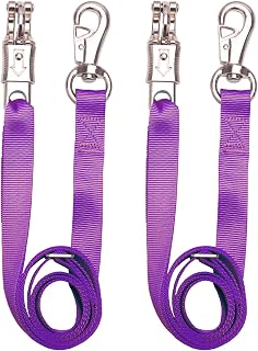 Loaged Adjustable Nylon Cross Tie （2 Pack）- with Panic Snap and Bull Snap - Adjusts from 44.5" to 78.3" (Purple)