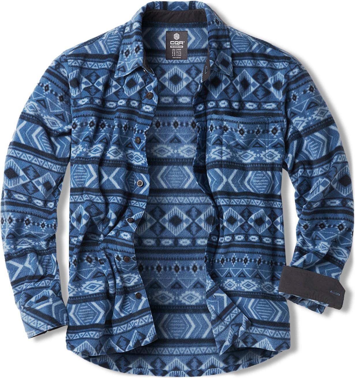 CQR Men's Long Sleeve Heavyweight Fleece Shirts, Plaid Button Up Shirt, Warm Out