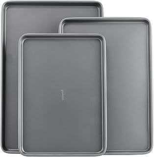 GoodCook Everyday Nonstick Baking Sheet Set, 3 Pack Includes Small (13×9) Medium (15×1) and Large (17×11) Pans Carbon Steel Construction Cookie Sheets Bakeware Set, Gray