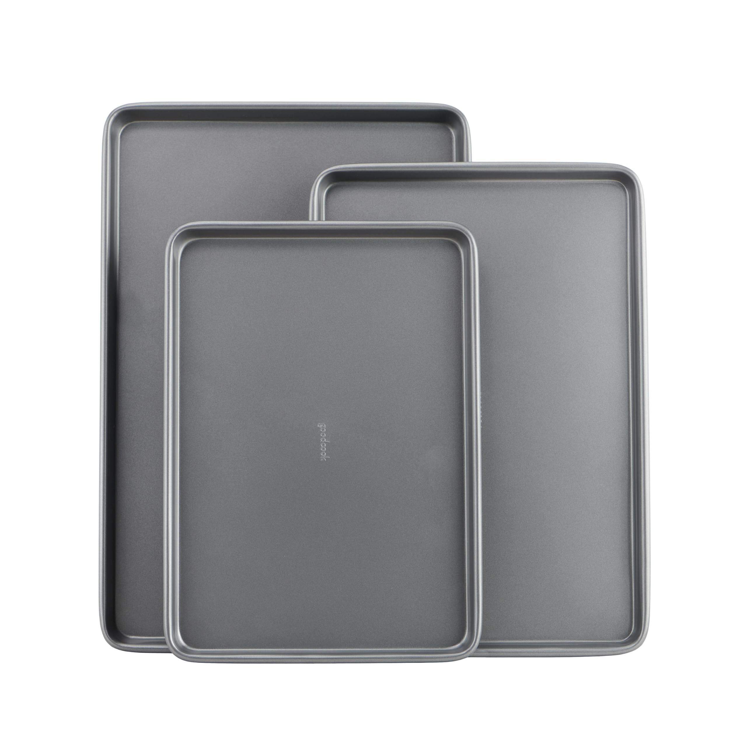 GoodCook Everyday Nonstick Baking Sheet Set, 3 Pack Includes Small (13×9) Medium