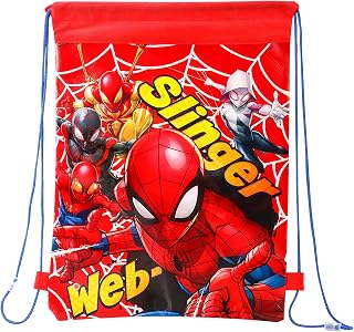 Spiderman Waterproof & Lightweight PE Drawstring Bag for Kids and Children | Adjustable PE Kit Gym, School, Swim & Travel Backpack, Multicolour Easy to Adjust Bags for Boys & Girls