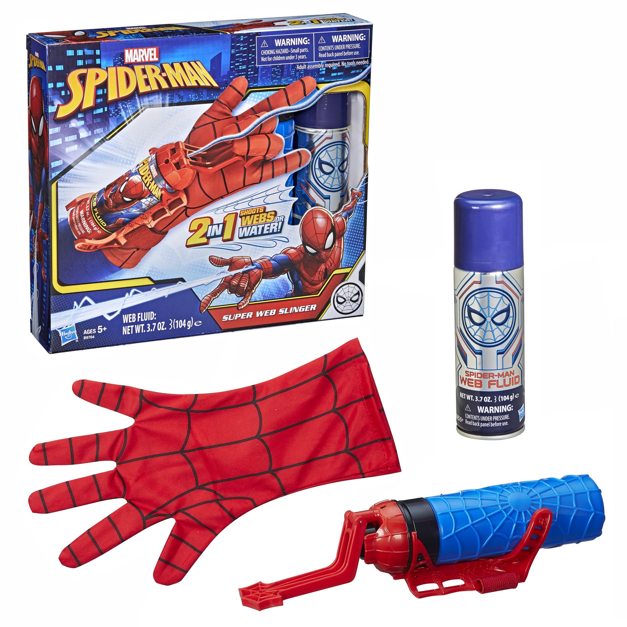 Marvel Spider-Man Super Web Slinger, 2-In-1 Shoots Webs or Water, Web Shooter To