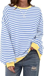 DUOEASE Y2K Women's Oversized Sweatshirt Elegant Striped Long Sleeve Top