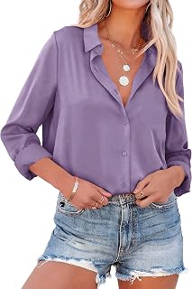NONSAR Women's Elegant Long Sleeve High Collar Office Casual Blouse