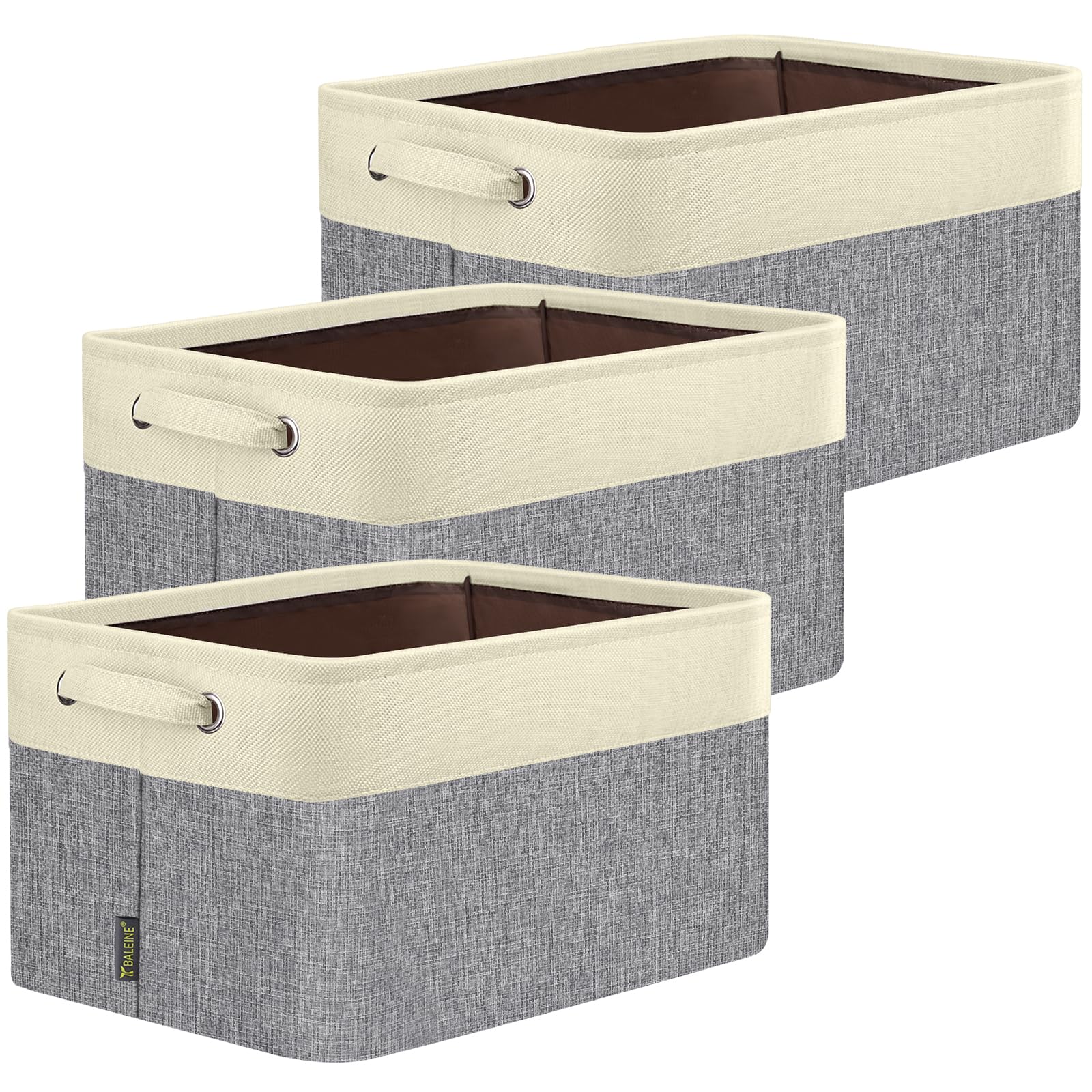 BALEINE 3 Pack Fabric Closet Storage Bins for Shelves, Linen Closet Organizers a