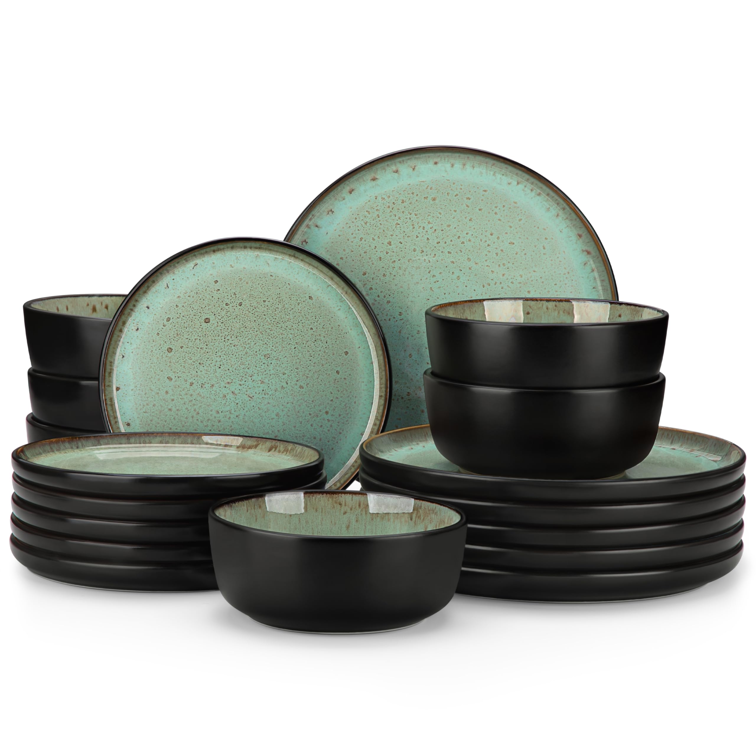 vancasso AMBER Series Complete Dinnerware Set for 6 People, 18 Stoneware Pieces 