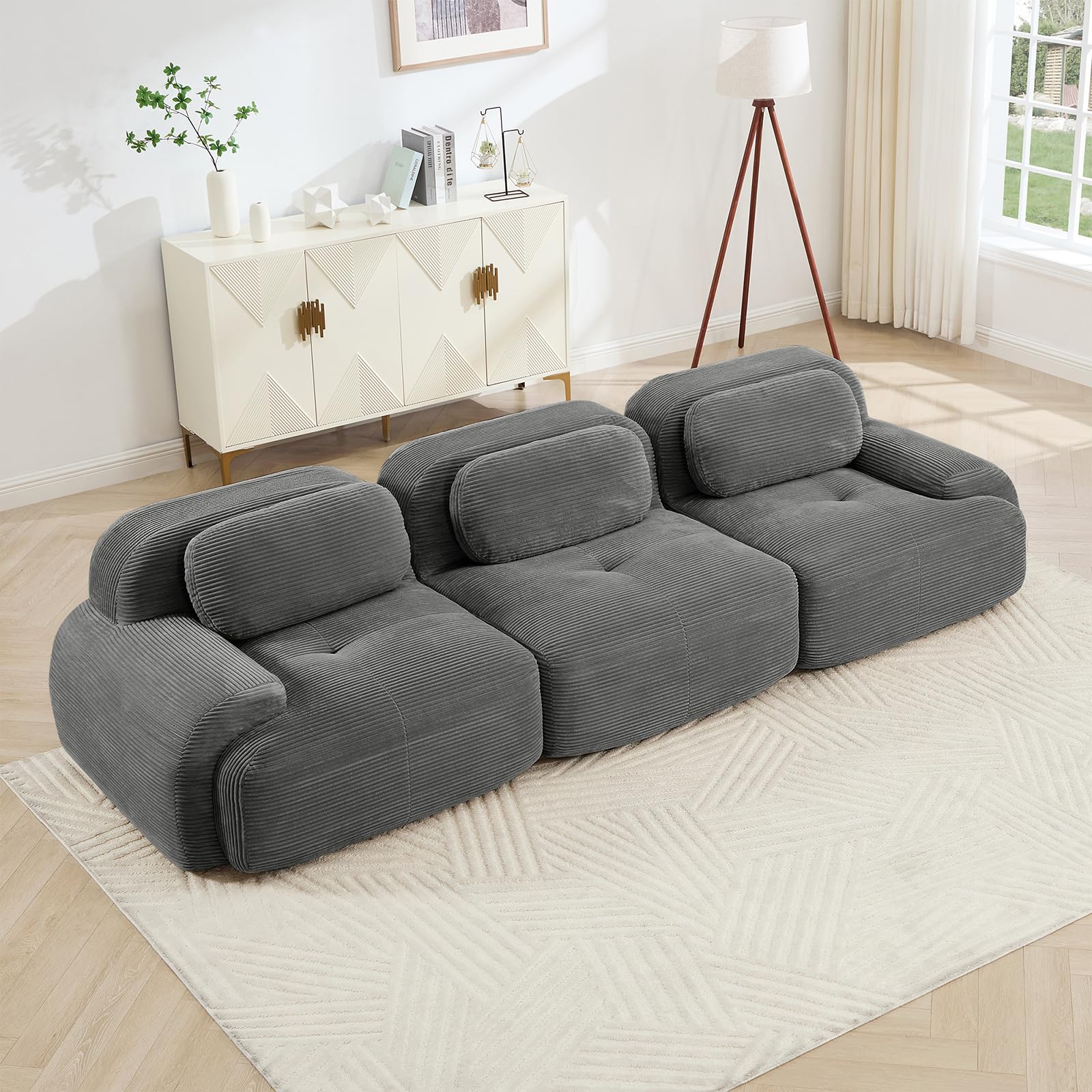 Corduroy Modular Sectional Sofa, Oversized Cloud Couches for Living Room