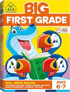 School Zone Big First Grade Workbook: 320 Pages, 1st Grade, Reading Comprehension, Phonics, Spelling, Vocabulary, Basic Math, Time, Money, Fractions, Ages 6 to 7