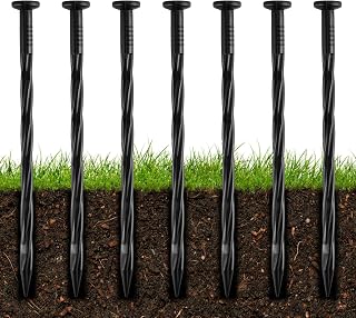 100Pcs 8-Inch Plastic Landscape Edging Spikes, Spiral Anchoring Nails for Weed Barrier, Paver Edging, Landscape Edging, Artificial Turf, Grass Pathways, and More