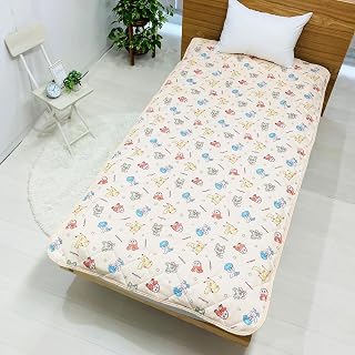 MORIPiLO Pokemon Bed Pad, Single (Pikachu Pardia Friends, For All Year), Summer, Winter, Futon, Bed, Mattress Sheet, Beige, 39.4 x 78.7 inches (100 x 200 cm), Goods, Adult, Cute, Soft, Pokémon, Character, Pillow Morisita