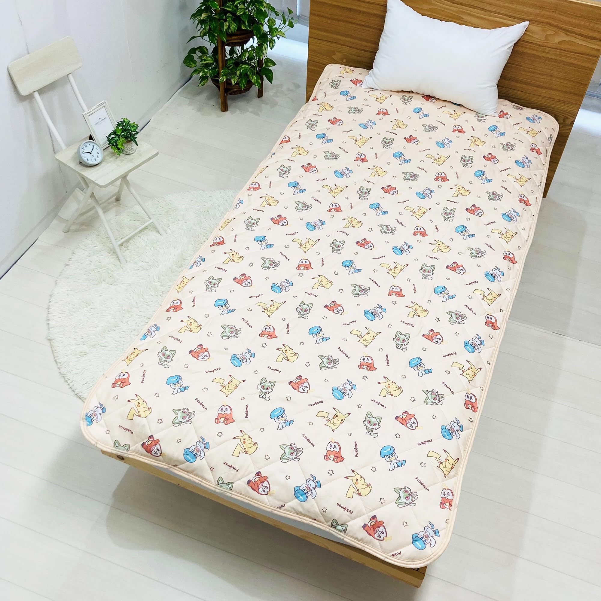 MORIPiLO Pokemon Bed Pad, Single (Pikachu Pardia Friends, For All Year), Summer,