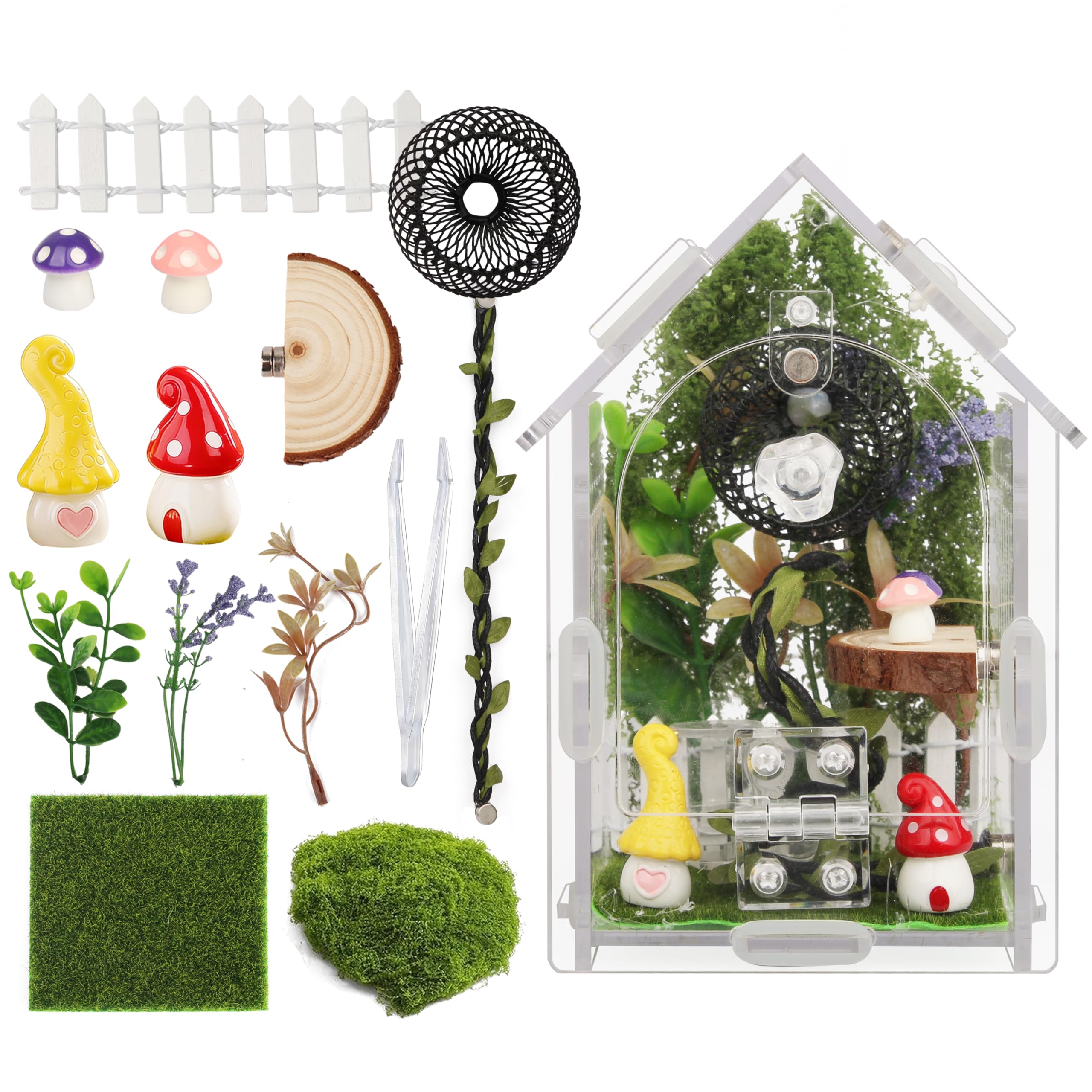 15-in-1 Jumping Spider Enclosure Kit, Acrylic Terrarium with Magnetic Lock & Sec