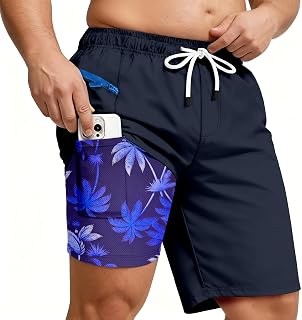 Big and Tall Swim Shorts Men's 10 in Tropical Printing Bathing Suit