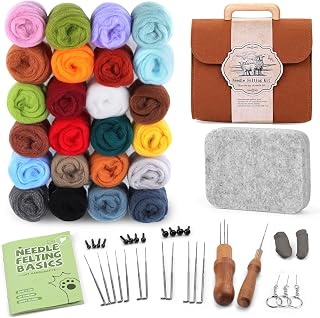 ZXIIXZ Needle Felting Kit, 24 Colors Felting Wool Kits | Felt Kit with Storage Bag, Felt Needles, Pad, Wool Roving, Instructions for Beginners Adult DIY Crafts