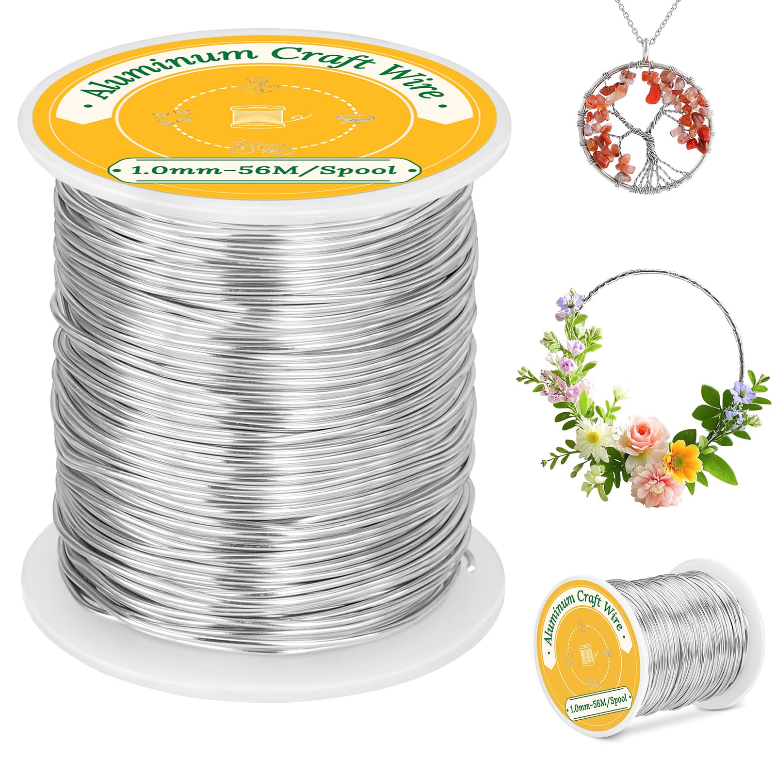 Ceecysaa 18 Gauge Aluminum Craft Wire for Jewelry Making,184 Feet / 1mm | Metal 