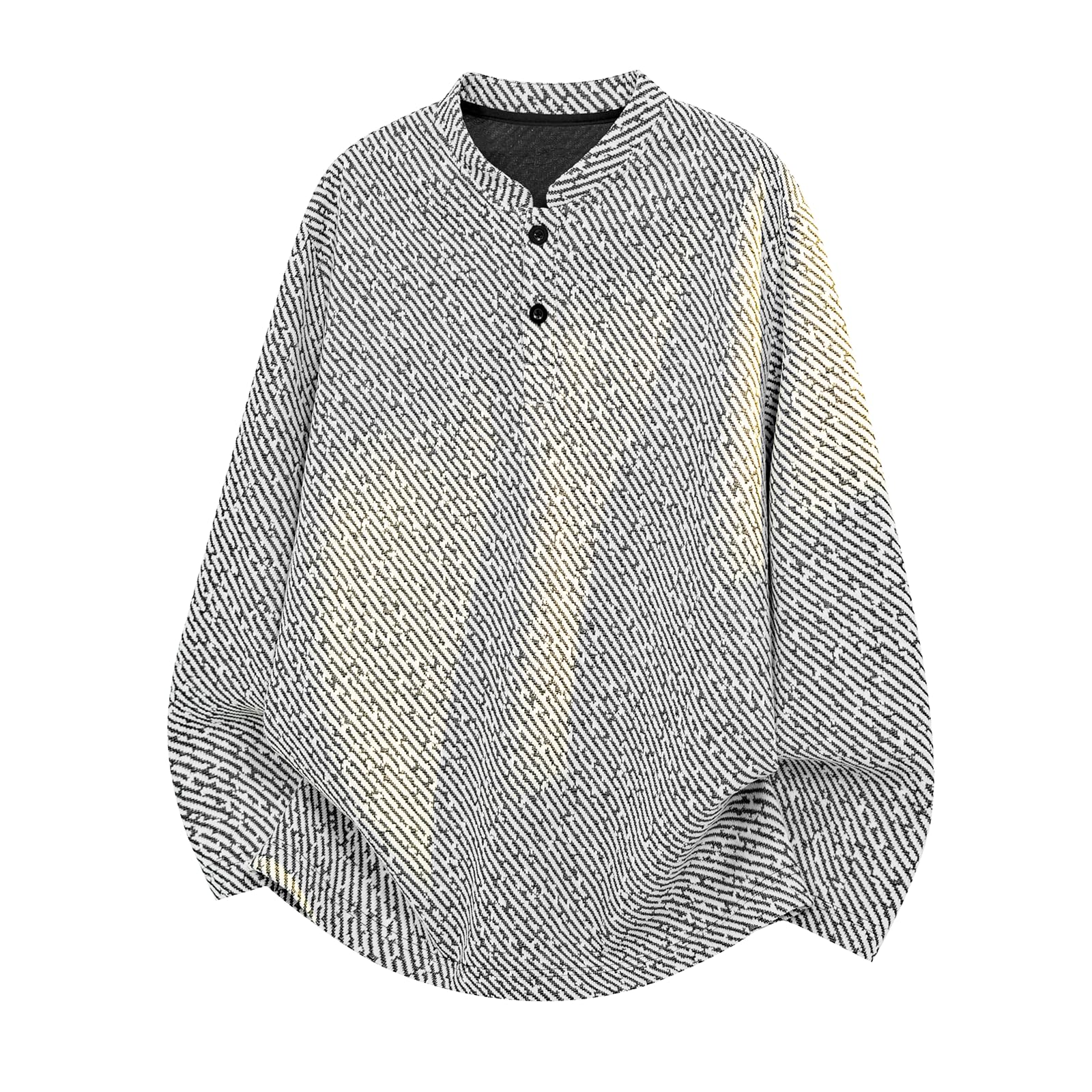 Mens Textured Henley Collar Loose Casual Basic Sweatshirt