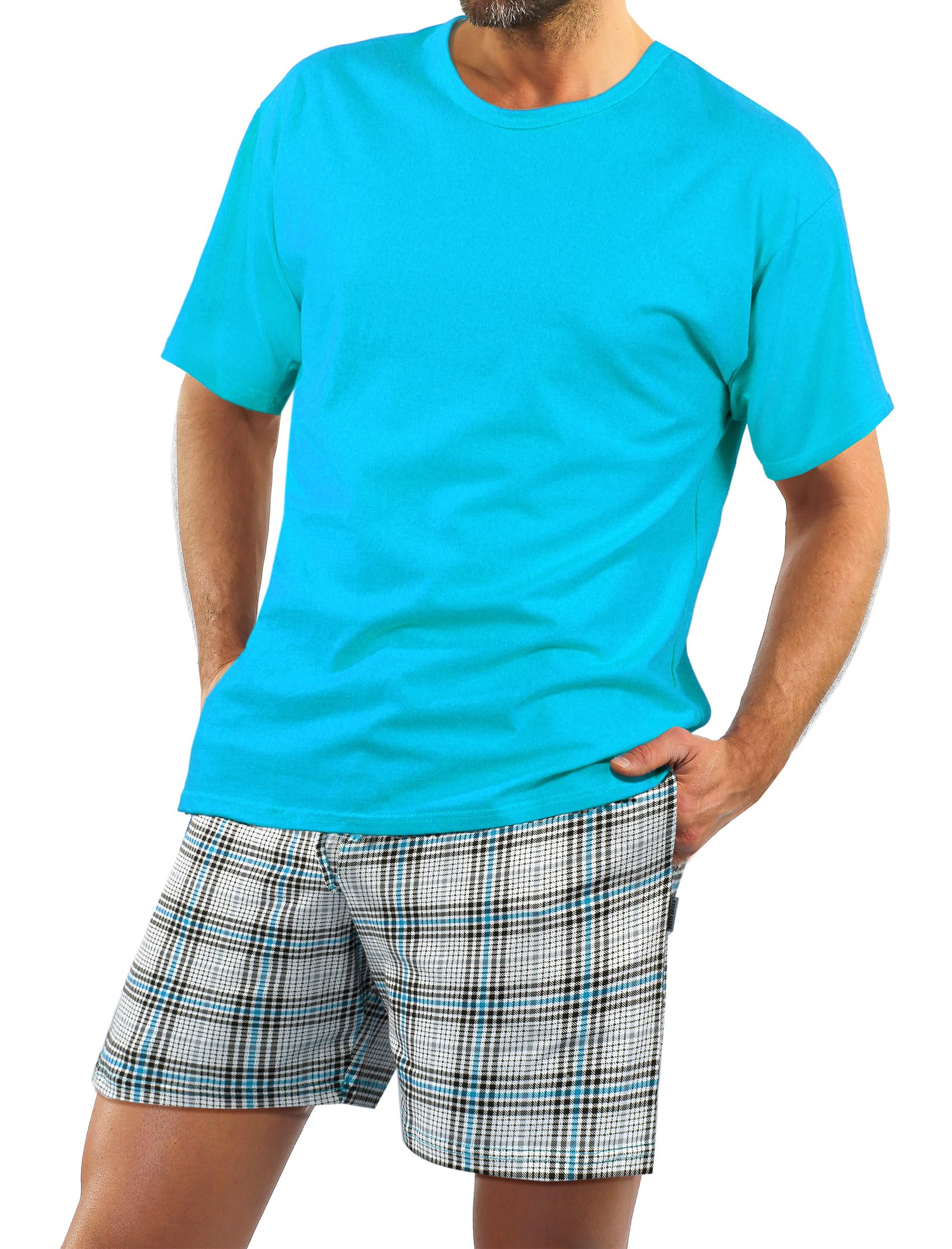sesto senso Pajamas Men's Short Cotton Tshirt Trousers Set Manich Short Summer