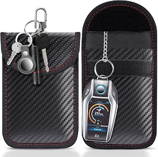 lanpard Faraday Pouch for car Keys, 2 Pack Faraday Bag, Key Signal Blocking Pouch, RFID Blocker for Keyless Entry Remote, Anti-Theft Remote Entry Keyless Protect Black,M