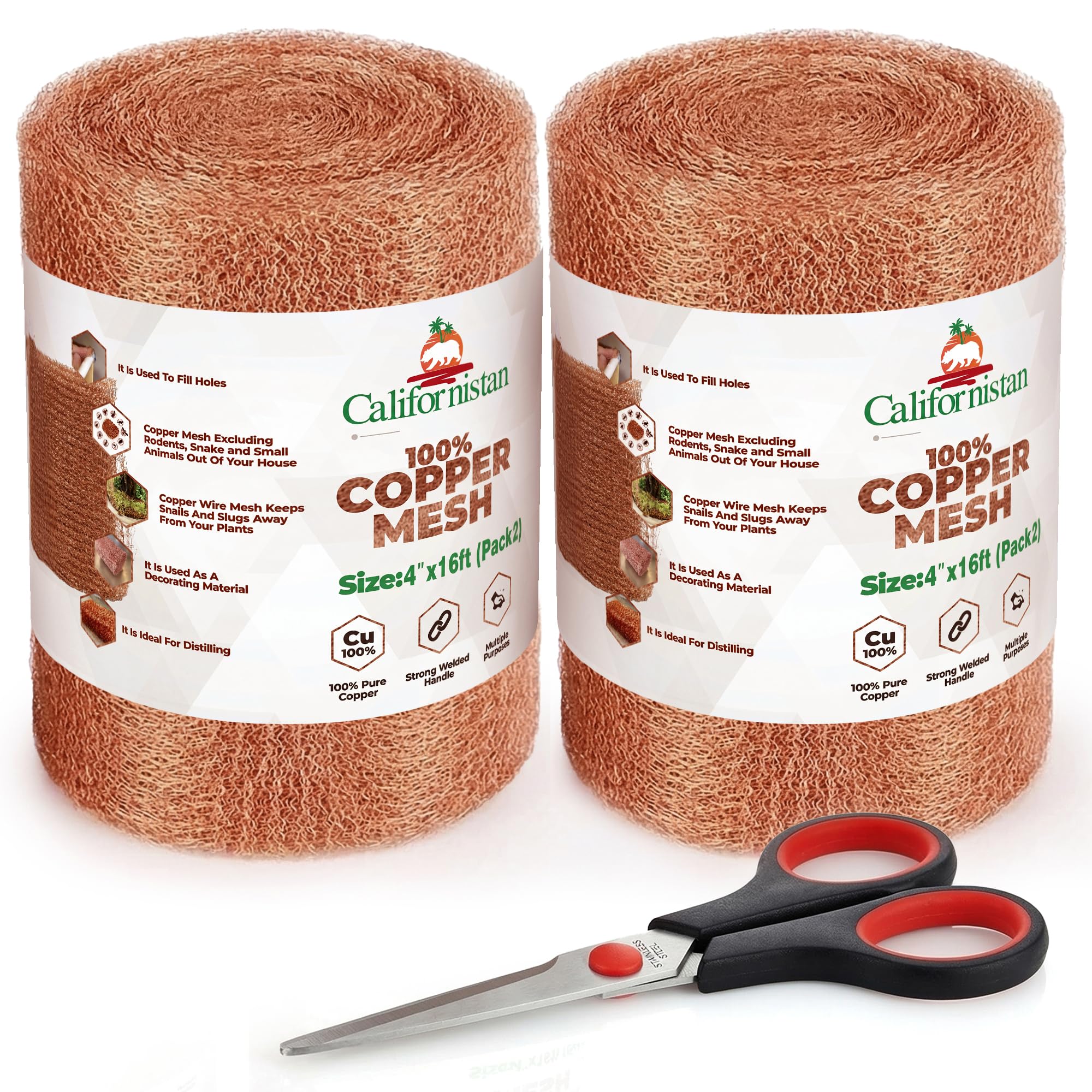 Copper Mesh Roll for Rodent Control, 4 in x 16 ft, Rustproof, 2-Pack | Blocks ra