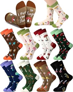8 Pairs Funny Mushroom Socks for Women Men Cotton Novelty Stuff