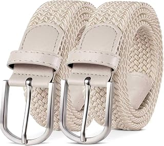 YOUCHAN 2 x 1.25" Braided Elastic Belts for Men and Women, Adjustable Stretch Belts for Jeans, Casual and Sports Trousers - Multicolor